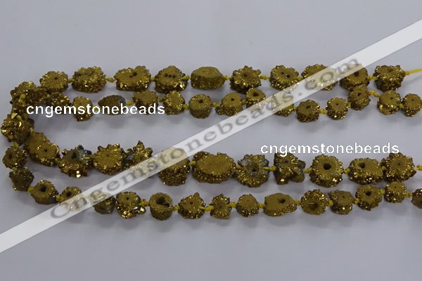 CNG2937 15.5 inches 8*10mm - 15*18mm freeform plated druzy agate beads