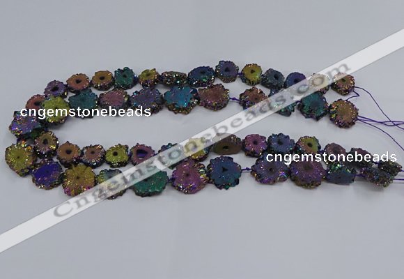 CNG2938 15.5 inches 8*10mm - 15*18mm freeform plated druzy agate beads