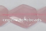 CNG301 15.5 inches 25*35mm faceted nuggets rose quartz beads