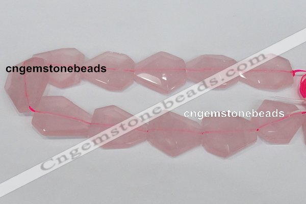 CNG301 15.5 inches 25*35mm faceted nuggets rose quartz beads