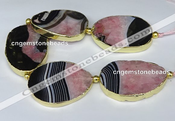 CNG3038 7.5 inches 35*45mm - 40*55mm freeform druzy agate beads