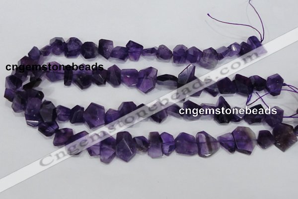 CNG307 15.5 inches 10*15mm faceted nuggets amethyst gemstone beads