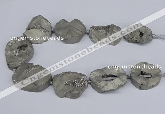 CNG3090 15.5 inches 25*30mm - 35*50mm freeform plated druzy agate beads