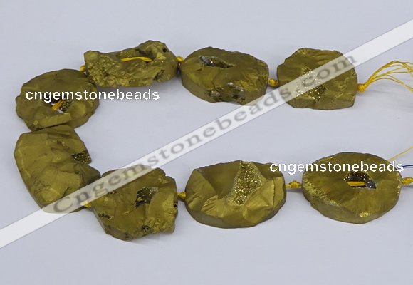 CNG3091 15.5 inches 25*30mm - 35*50mm freeform plated druzy agate beads