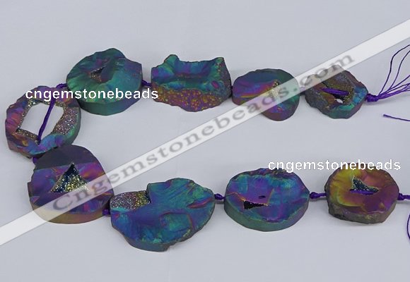 CNG3094 15.5 inches 25*30mm - 35*50mm freeform plated druzy agate beads