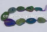 CNG3104 15.5 inches 25*30mm - 35*50mm freeform plated druzy agate beads