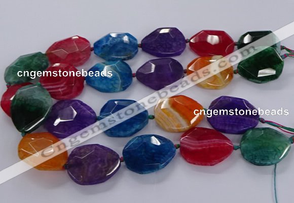 CNG3111 15.5 inches 25*35mm - 30*40mm faceted freeform agate beads