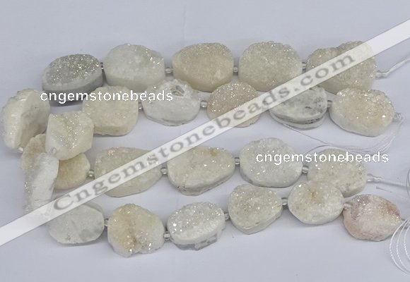 CNG3140 15.5 inches 22*30mm - 28*40mm freeform plated druzy agate beads