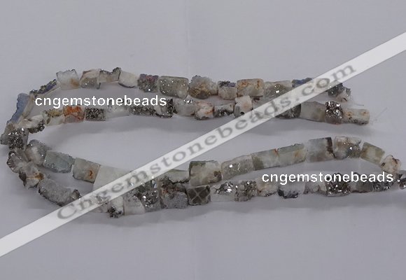 CNG3152 15.5 inche 8*15mm - 11*20mm freeform plated druzy agate beads