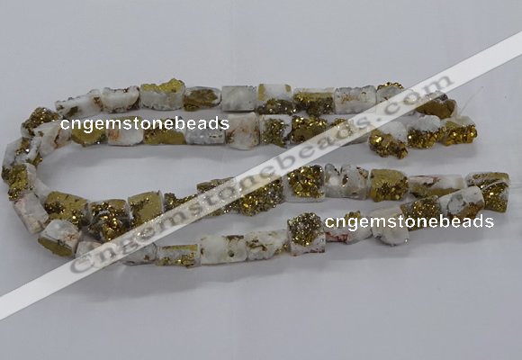 CNG3156 15.5 inche 8*15mm - 11*20mm freeform plated druzy agate beads