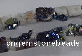 CNG3158 15.5 inche 8*15mm - 11*20mm freeform plated druzy agate beads