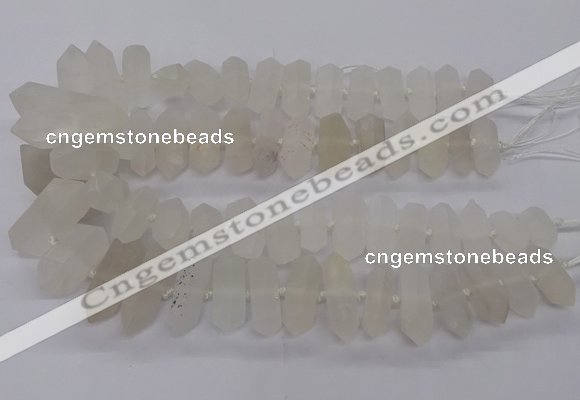 CNG3198 10*25mm - 16*40mm faceted nuggets matte white crystal beads