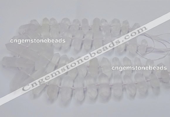 CNG3208 10*25mm - 12*45mm faceted nuggets matte white crystal beads