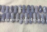 CNG3212 10*25mm - 12*45mm faceted nuggets blue lace agate beads