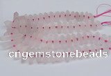 CNG3215 10*25mm - 12*50mm faceted nuggets matte rose quartz beads