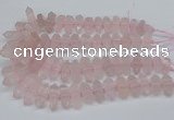 CNG3216 10*25mm - 12*50mm faceted nuggets rose quartz beads