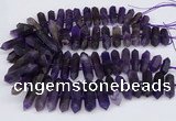 CNG3219 15.5 inches 10*25mm - 12*50mm faceted nuggets matte amethyst beads