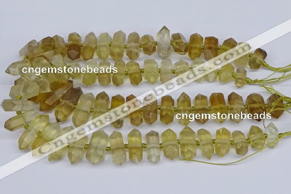 CNG3220 15.5 inches 10*20mm - 12*40mm faceted nuggets lemon quartz beads