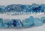 CNG3253 15.5 inches 8*15mm - 11*20mm freeform plated druzy agate beads