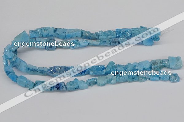 CNG3253 15.5 inches 8*15mm - 11*20mm freeform plated druzy agate beads