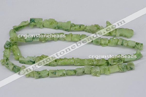 CNG3254 15.5 inches 8*15mm - 11*20mm freeform plated druzy agate beads