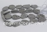 CNG3275 22*30mm - 30*40mm freeform plated druzy agate beads