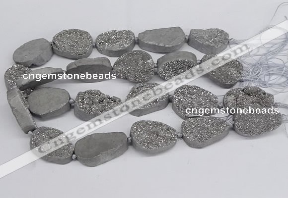 CNG3275 22*30mm - 30*40mm freeform plated druzy agate beads