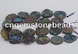 CNG3276 22*30mm - 30*40mm freeform plated druzy agate beads