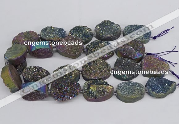 CNG3276 22*30mm - 30*40mm freeform plated druzy agate beads