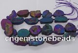 CNG3286 25*30mm - 28*45mm freeform plated druzy agate beads