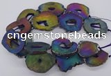 CNG3297 40*45mm - 45*55mm freeform plated druzy agate beads