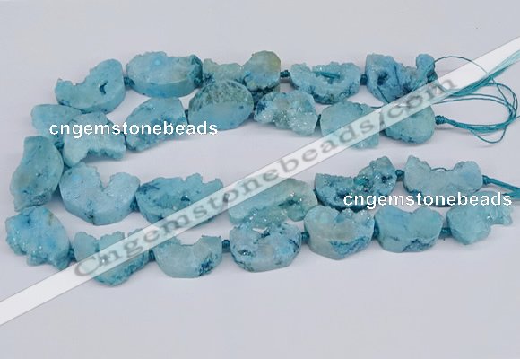 CNG3377 20*30mm - 30*45mm freeform plated druzy agate beads