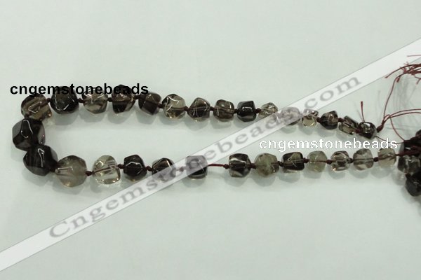 CNG340 15.5 inches 8*10mm - 15*18mm faceted nuggets smoky quartz beads