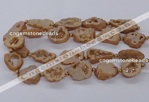 CNG3417 15.5 inches 18*25mm - 30*35mm freeform plated druzy agate beads