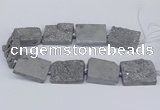 CNG3474 15.5 inches 30*40mm freeform plated druzy agate beads