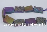 CNG3478 15.5 inches 30*40mm freeform plated druzy agate beads