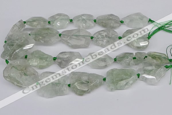 CNG3535 15.5 inches 25*30mm - 30*40mm freeform green quartz beads