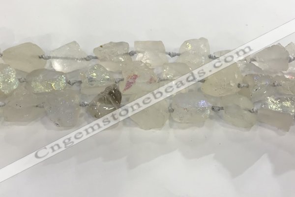 CNG3545 15*20mm - 20*25mm nuggets plated rough white crystal beads