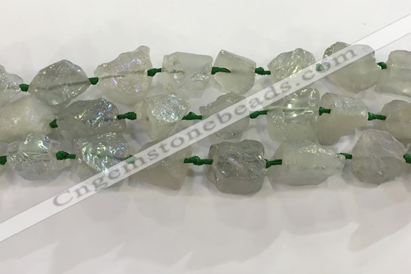 CNG3546 15*20mm - 20*25mm nuggets plated rough white crystal beads