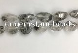 CNG3585 15*25mm - 20*30mm faceted nuggets black rutilated quartz beads