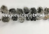 CNG3587 15*20mm - 18*25mm nuggets black & white rutilated quartz beads