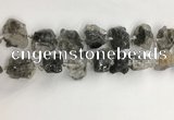 CNG3587 15*20mm - 18*25mm nuggets black & white rutilated quartz beads