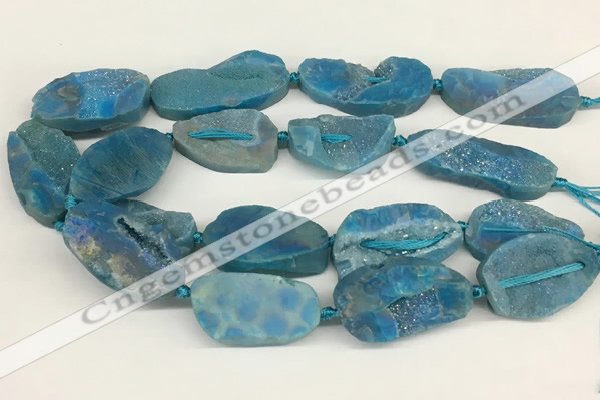 CNG3622 20*35mm - 30*45mm freeform plated druzy agate beads