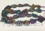 CNG3648 15.5 inches 22*30mm - 30*40mm freeform plated druzy agate beads