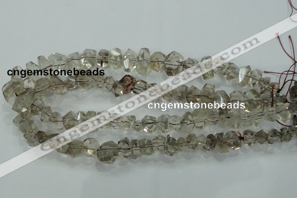 CNG366 15.5 inches 10*20mm faceted nuggets smoky quartz beads