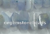 CNG368 15.5 inches 10*20mm faceted nuggets blue chalcedony beads