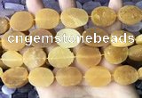 CNG3704 15.5 inches 15*20mm oval rough yellow jade beads