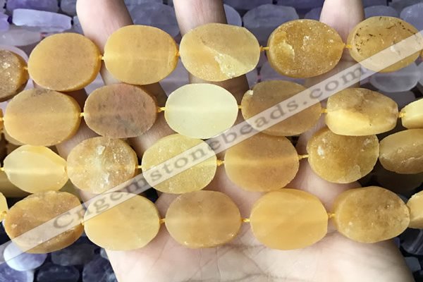 CNG3704 15.5 inches 15*20mm oval rough yellow jade beads