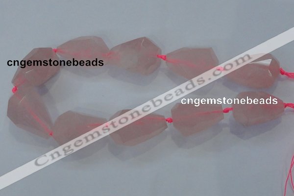 CNG385 15.5 inches 20*30mm – 25*35mm faceted nuggets rose quartz beads