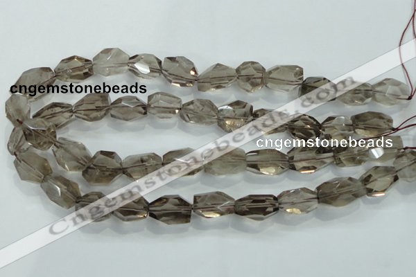 CNG401 15.5 inches 15*20mm faceted nuggets smoky quartz beads